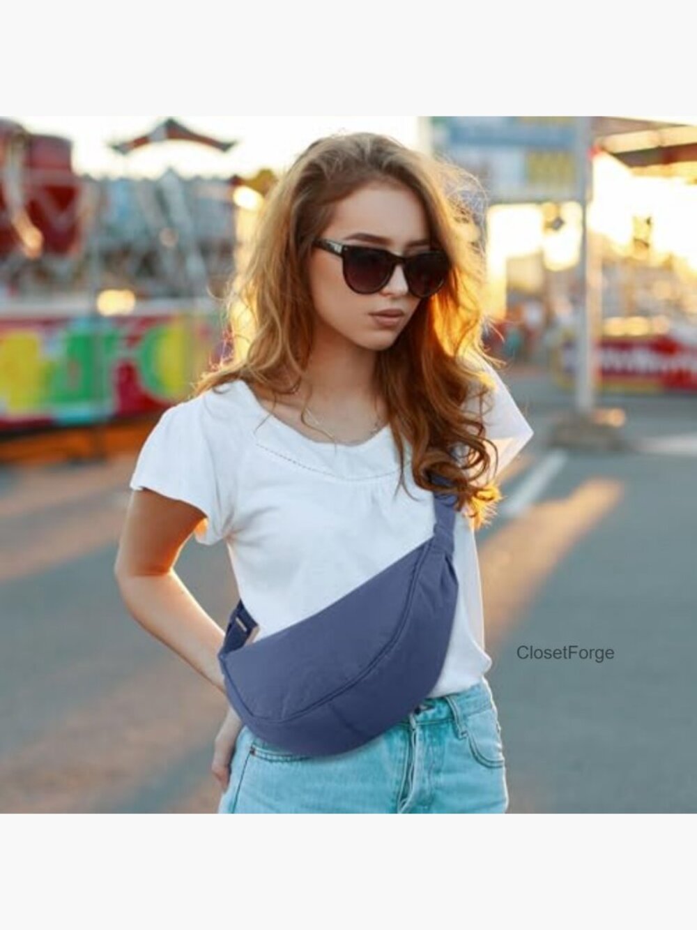 4 Pack Nylon Crescent Crossbody Bags Set Half Moon Shape Sling Travel Shoulder - Picture 3 of 6